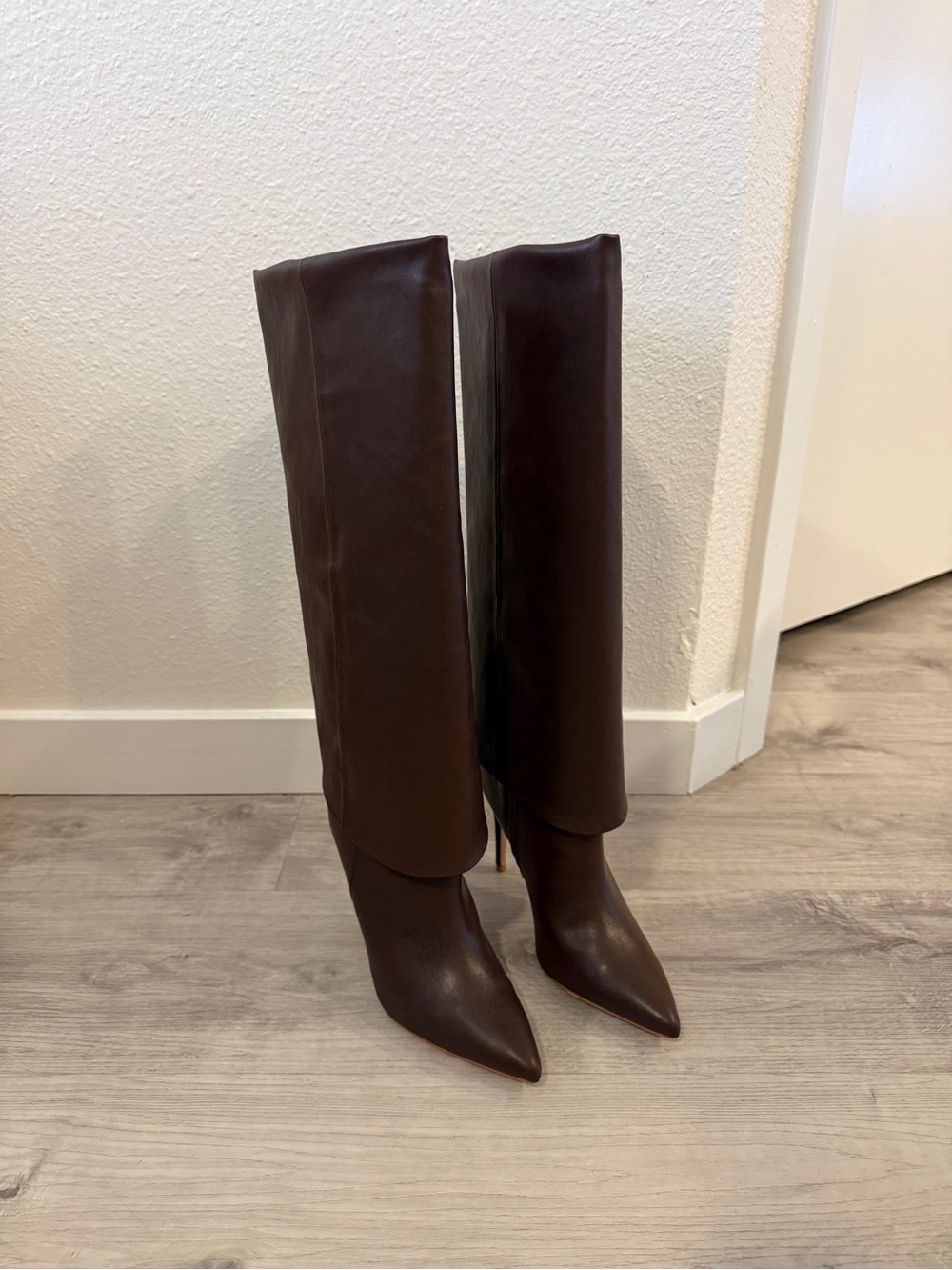 Brown knee high boots